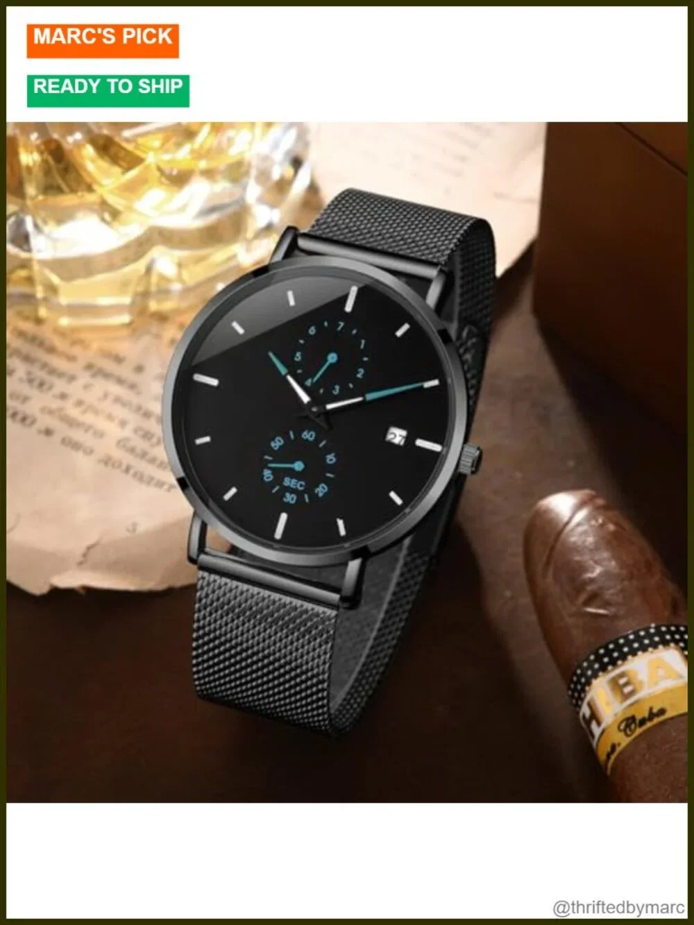 Sleek Minimalist Analog Quartz Waterproof Watch with Auto Date, Stainless Steel